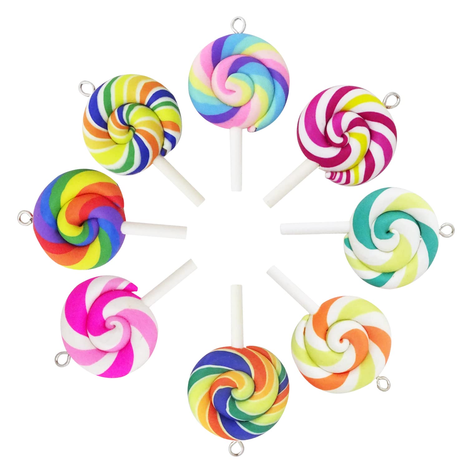 Honbay Colorful Polymer Clay Lollipops Charms Pendant for Jewelry Making and DIY Crafts Jewelry Compatible with Earrings
