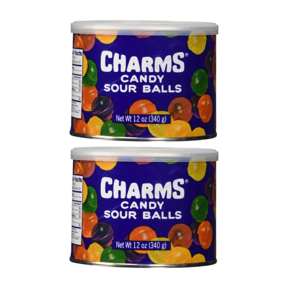 Charms Assorted Sour Balls 12oz Cannister | Sour Candy | Kids & Adults | Party Snacks | Sweet and Sour Tarts | Pack of 2