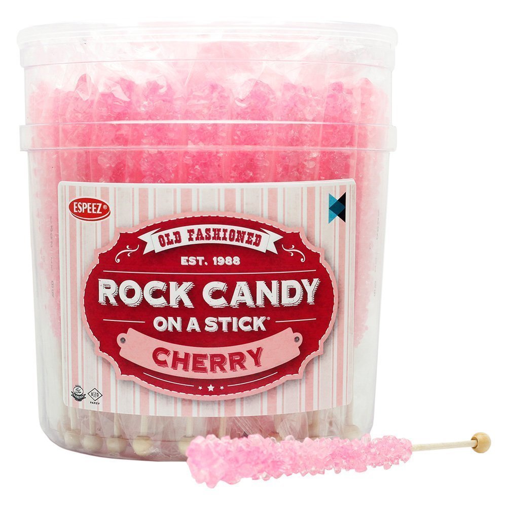Crystal Rock Candy Sticks: Extra Large 36 Pink Cherry Lollipop - Party Favors - Individually Wrapped - Perfect for Birth